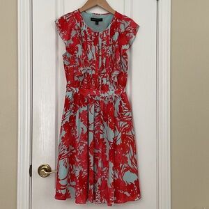 Banana Republic Red and Blue Floral Midi Dress